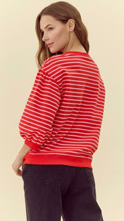 Daisy Applique Stripe Knit Top