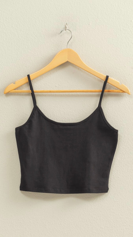 Solid Knit Cami Strap Crop Tank Top