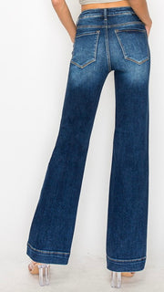 High Rise St Leg Wide Hem Stretch Jeans