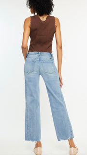 Mid Rise Gusset St Leg Split Hem Jeans