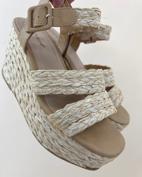 Raffia Platform Wedge Sandal