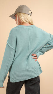 Hi-Lo Split Hem V-Neck Sweater