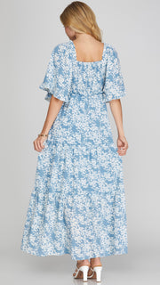Floral Fields Smocked V-Neck Maxi Dress
