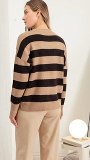 Stripe Crew Neck Drop Shoulder Sweater