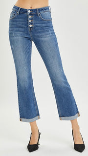 High Rise B-Fly Cuffed St Leg Jean