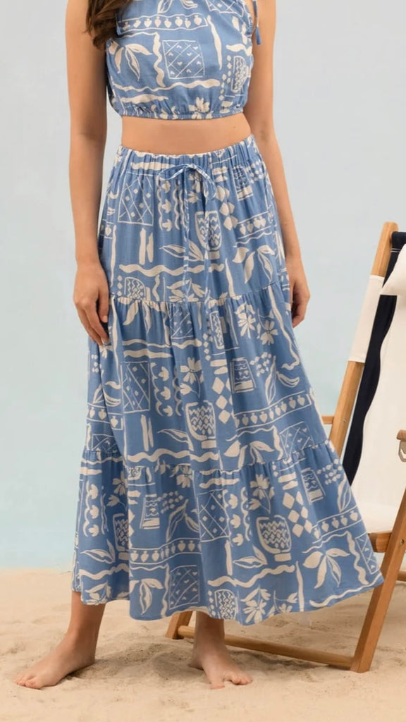 Boho Summer Tiered Midi Skirt
