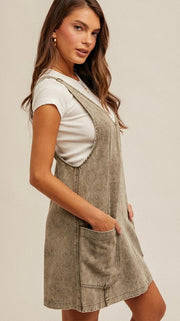 Mineral Wash Twill Jumper Dress