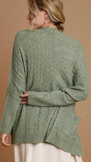 Cable Knit Drop Shoulder Cardigan