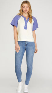 French Terry Knit Raglan Top