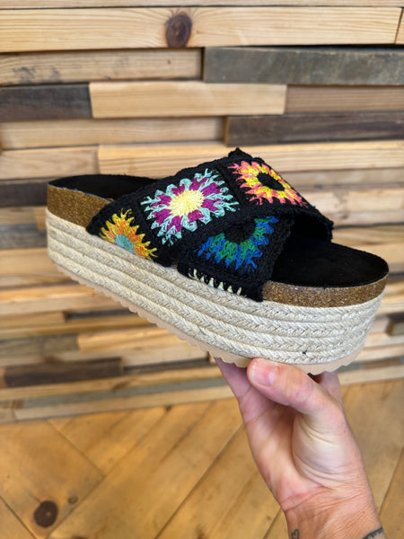 Crochet X-Strap Platform Sandals