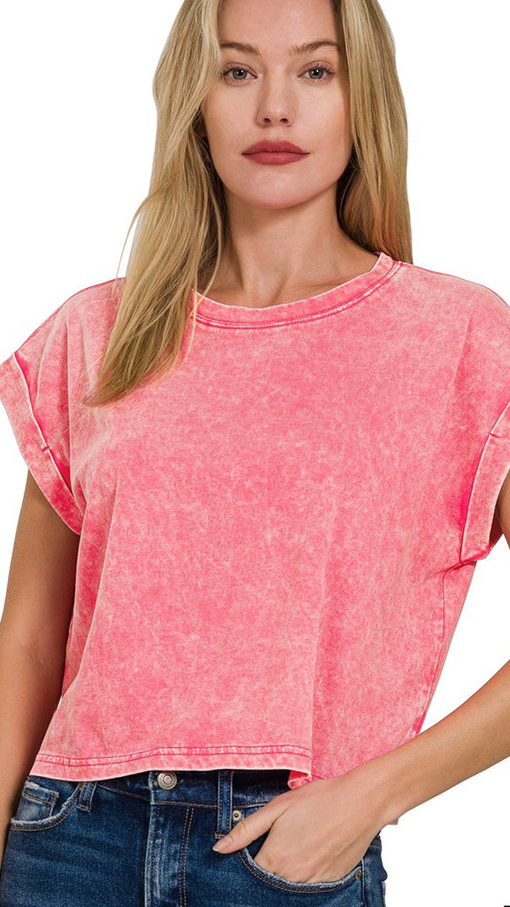 Mineral Cuffed Short Sleeve Top