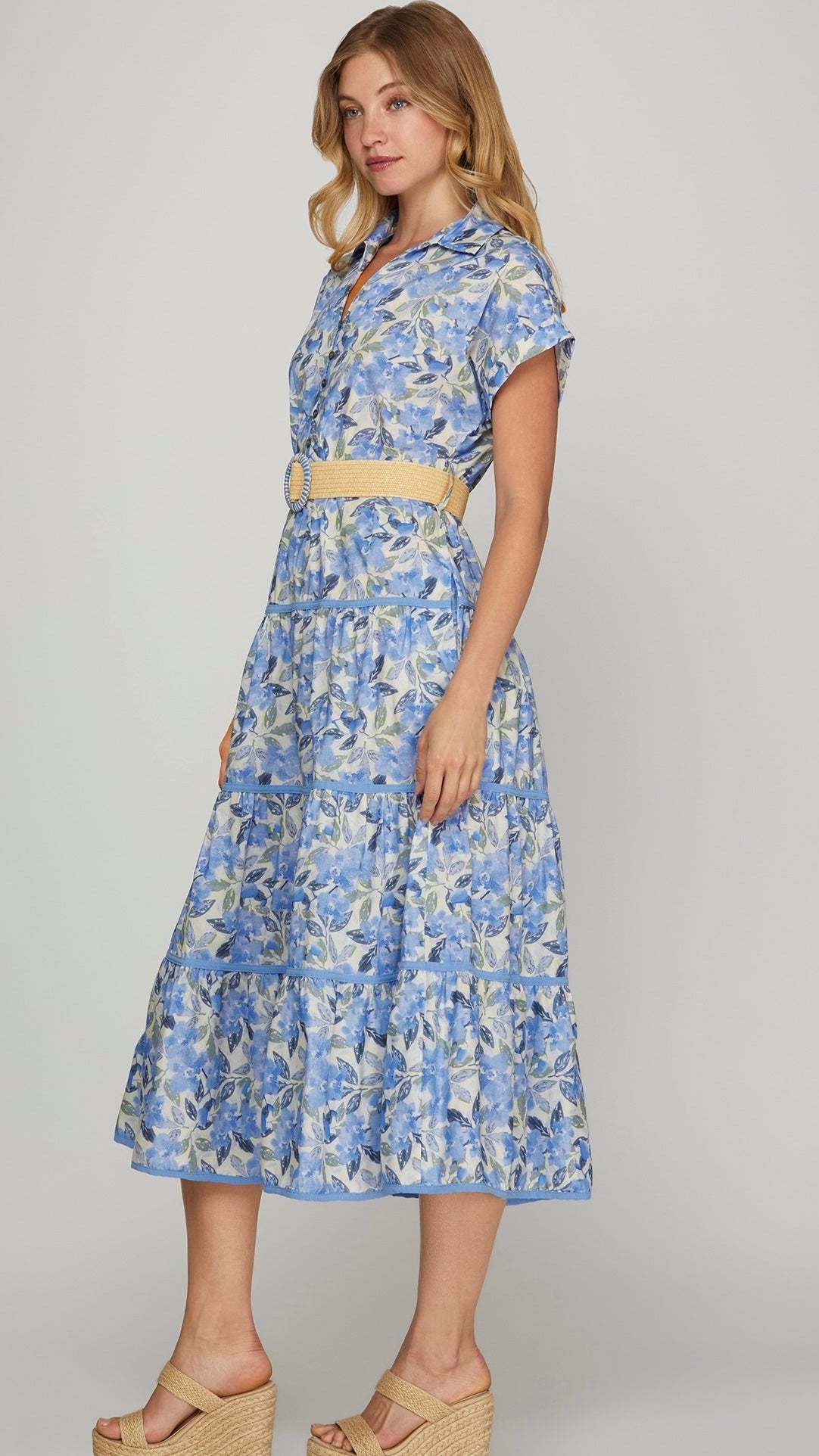 floral sketch tiered cotton midi dress Farm Rio Floral Sketch Tiered Cotton Midi Dress