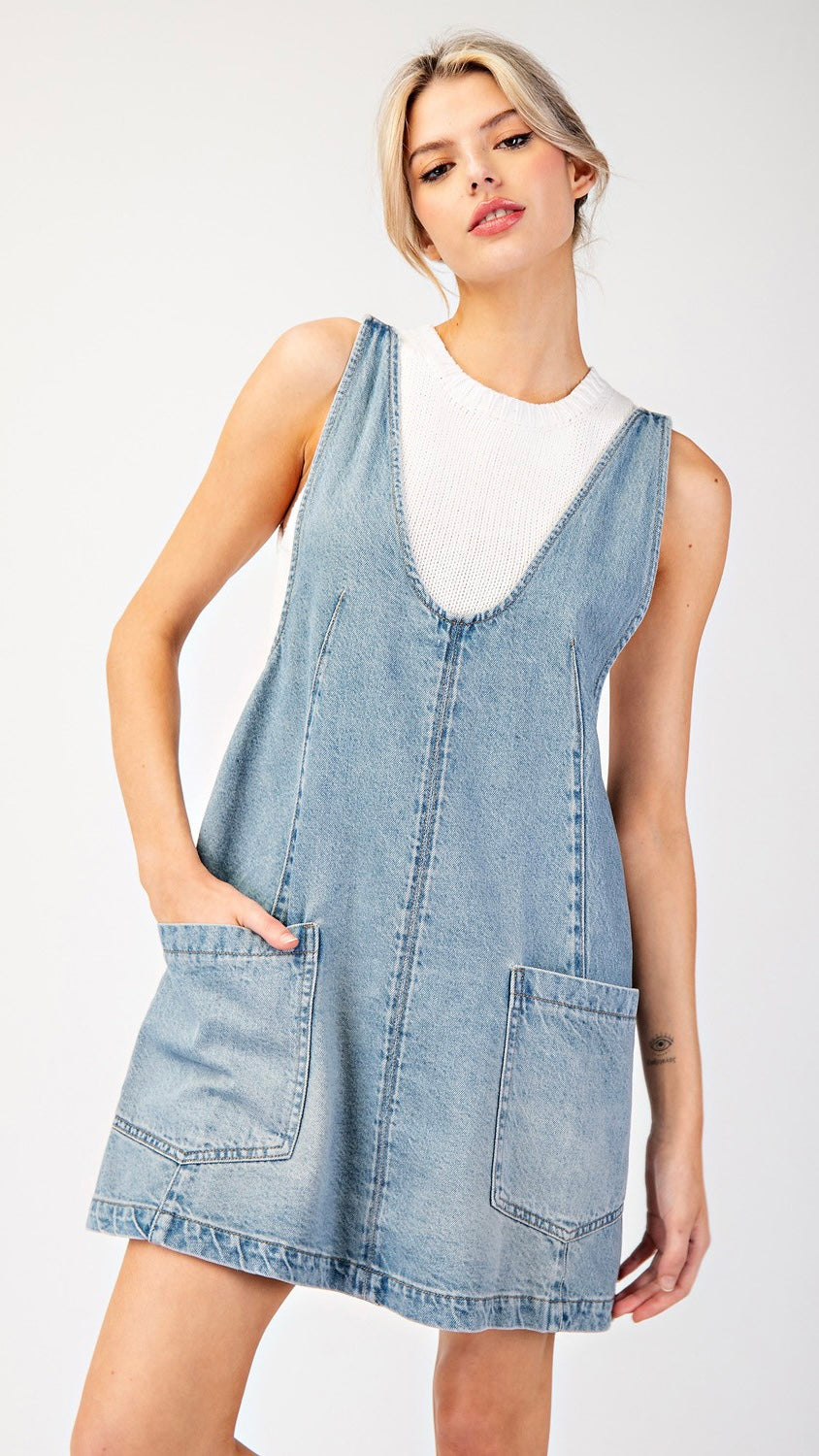 Denim Jumper Dress w/Pkts Denim Jumper Dress w/Pkts