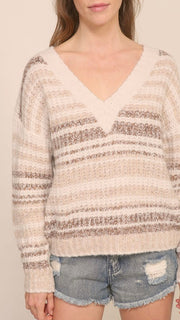 Soft Mix Stripe V-Neck Sweater