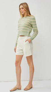 High Rise Linen Blend Shorts w/Pockets