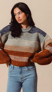 Multi-Stripe Marled Yarn Sweater