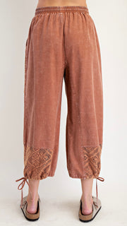 Crochet Mix Mineral Wash Cotton Pants