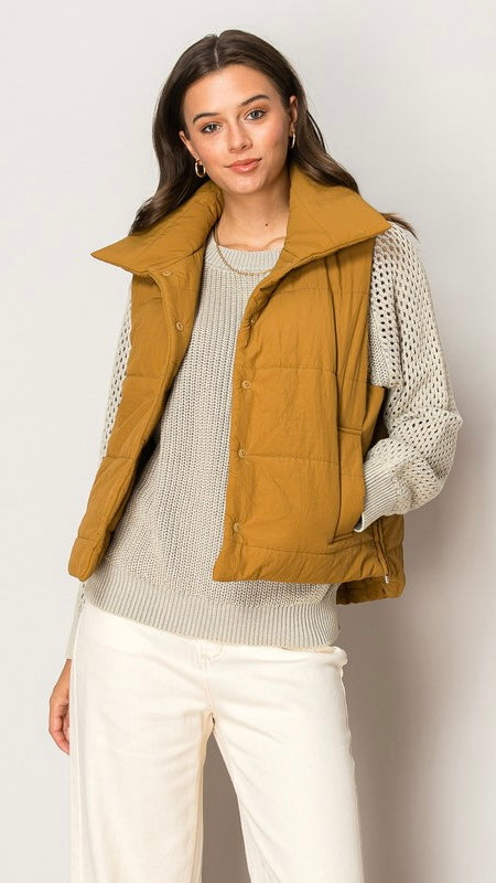 Snap Front Side Zip Puff Vest