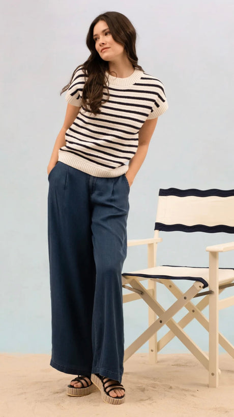 Stripe Crew Neck Cotton Sweater