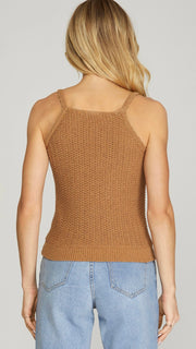 Scallop Strap Textured Sweater Cami Top