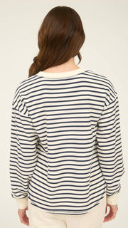Stripe Henley Snap Sweatshirt