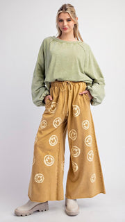 Smiley Wide Leg French Terry Pants