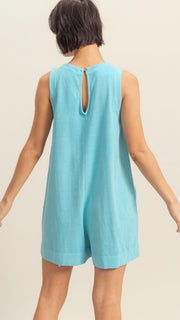 Washed Cotton Sleeveless Romper