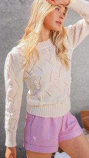 Pointelle + Bubble Knit Sweater