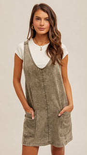 Mineral Wash Twill Jumper Dress