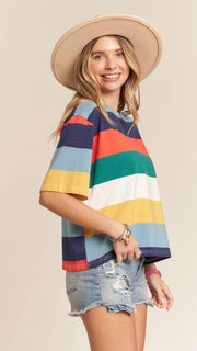 Multi-Color Wide Stripe Tee