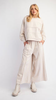 Mineral Reverse Terry Knit Wide Leg Pants