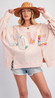 LOVE Appliqué Patch Slouch Sweatshirt 12/24