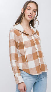 Buffalo Check Hooded Flannel Top