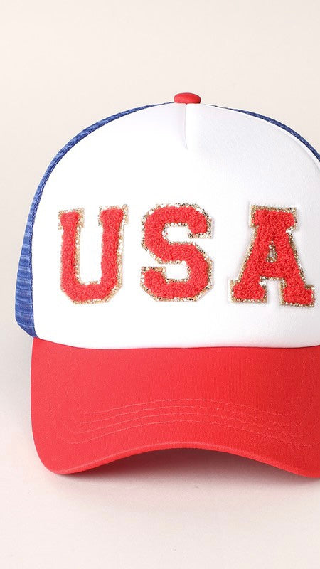 USA Chenille Patch Foam Trucker Hat