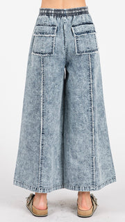 Slash Pkt Denim Wide Leg Pants