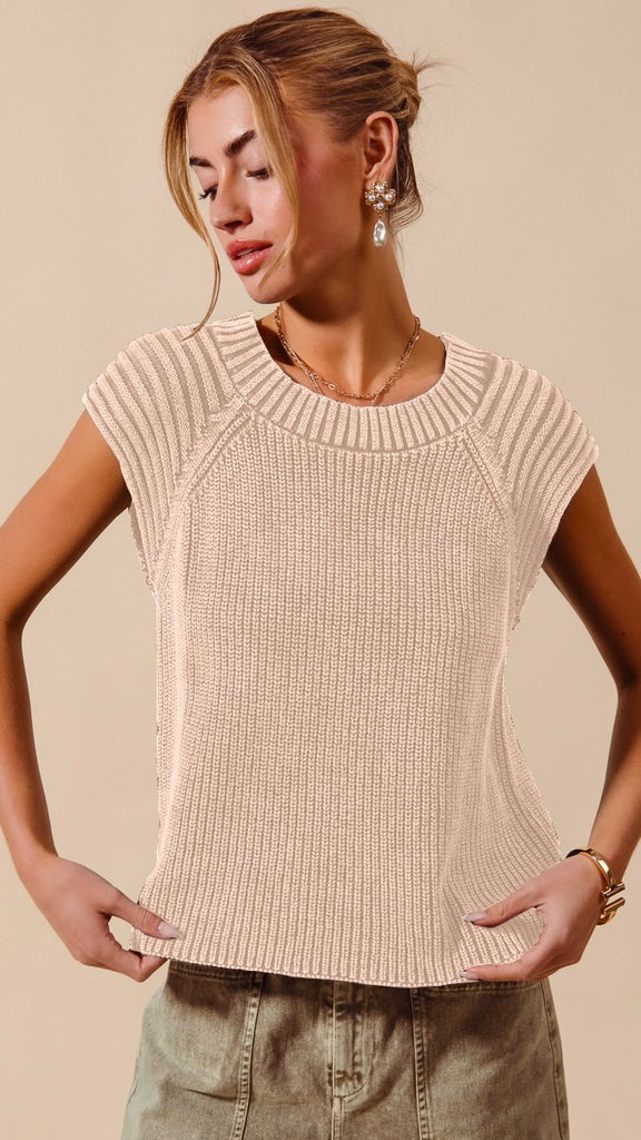 Mineral Ribbed Shoulder Summer Sweater