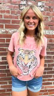 Fearless Tiger Washed Knit Top