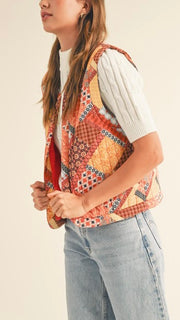 Patchwork Quilted Open Vest