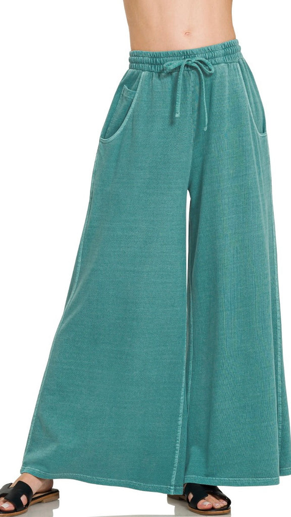 Enzyme Wash French Terry Wide Leg Pants 2