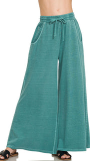 Enzyme Wash French Terry Wide Leg Pants 2