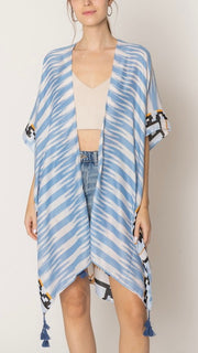 Aztec Stripe Tassel Trim Kimono