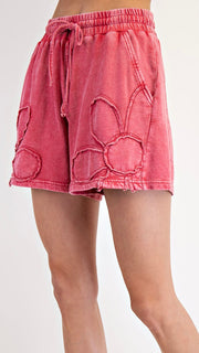 Daisy Applique Mineral Wash Shorts