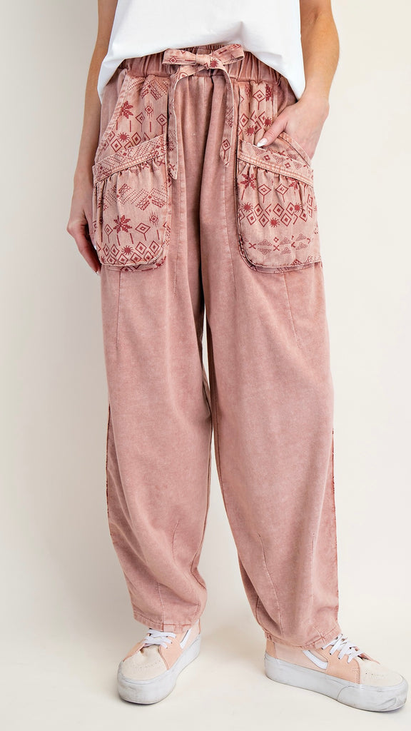 Tribal Cotton Mixed Fabric Mineral Pants