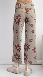 Daisy Print Washed Stretch St Leg Pants 2