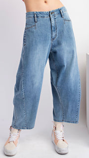 Barrel Leg Slash Pkt Stretch Jeans