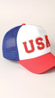 USA Chenille Patch Foam Trucker Hat