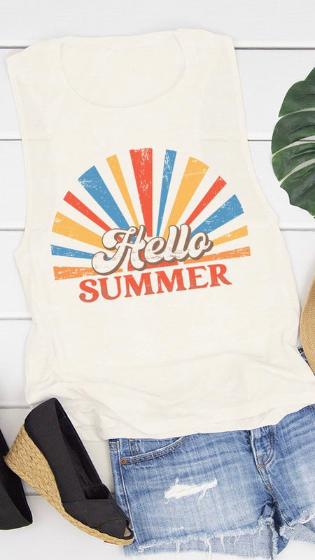 Hello Summer Ray Slub Knit Muscle Tank