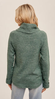 Cowl Neck Curved Hem Sweater