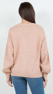 Floral Patch Pocket V-Neck Cardigan