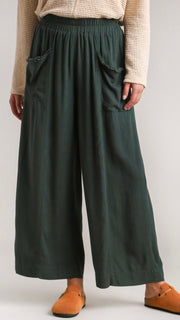 Wide Leg Fray Patch Pocket Pants